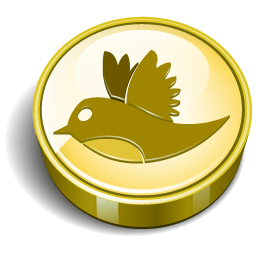 Twitter Bird Gold Coin Sticker