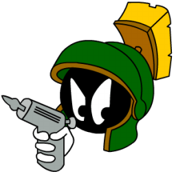 Marvin Martian Angry With Gun Sticker