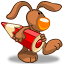 Rabbit Red Color Pencil Sticker