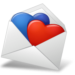 Mailenvelope Hearts Bluered Sticker